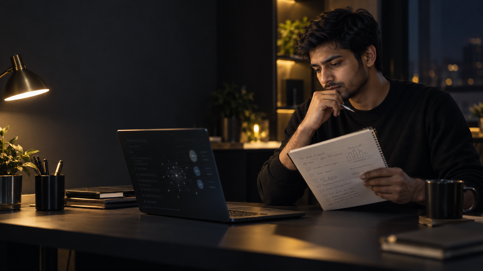 A young professional building an AI-proof career plan at his desk