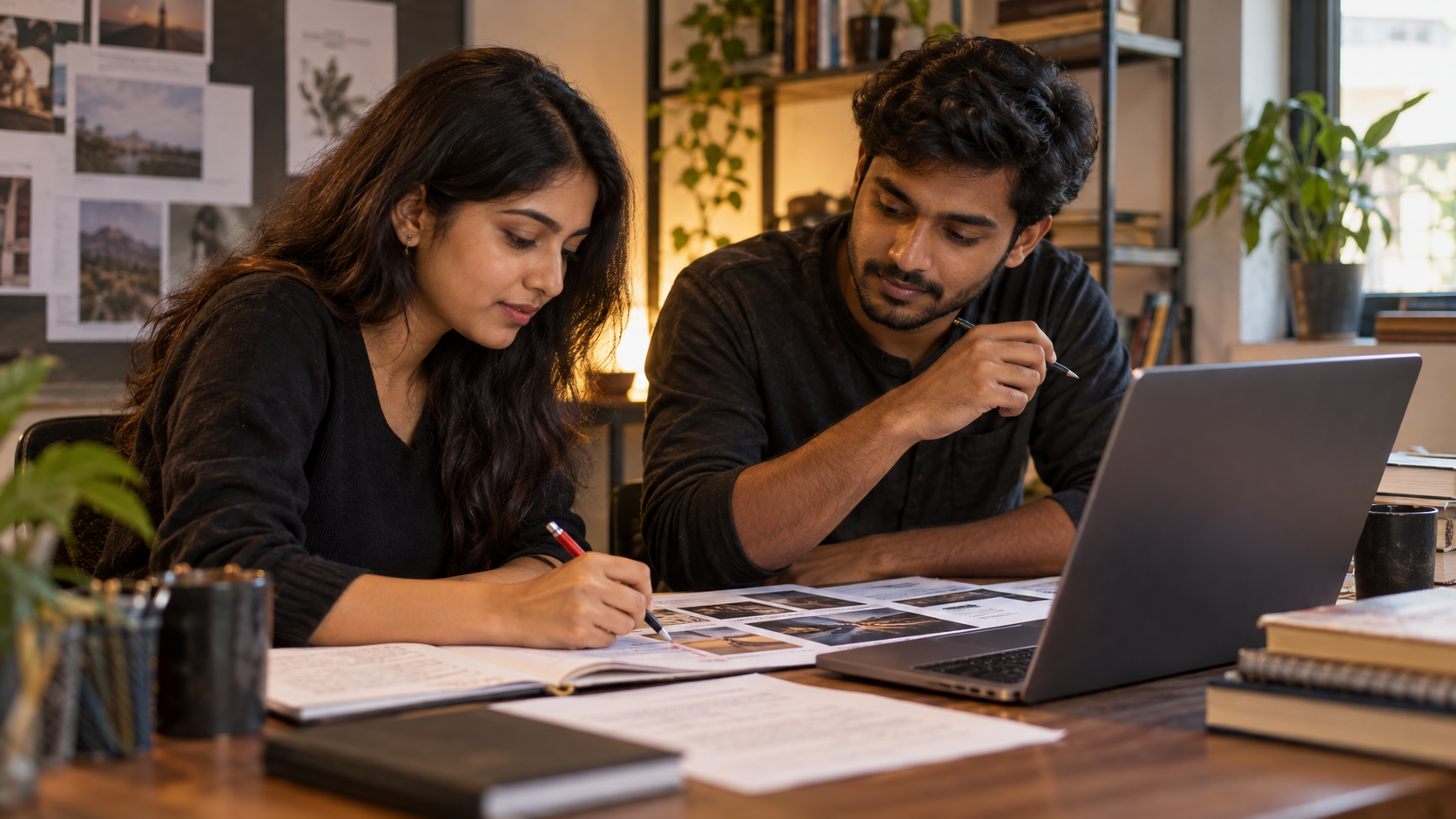 Two young professionals testing and correcting an AI-assisted project